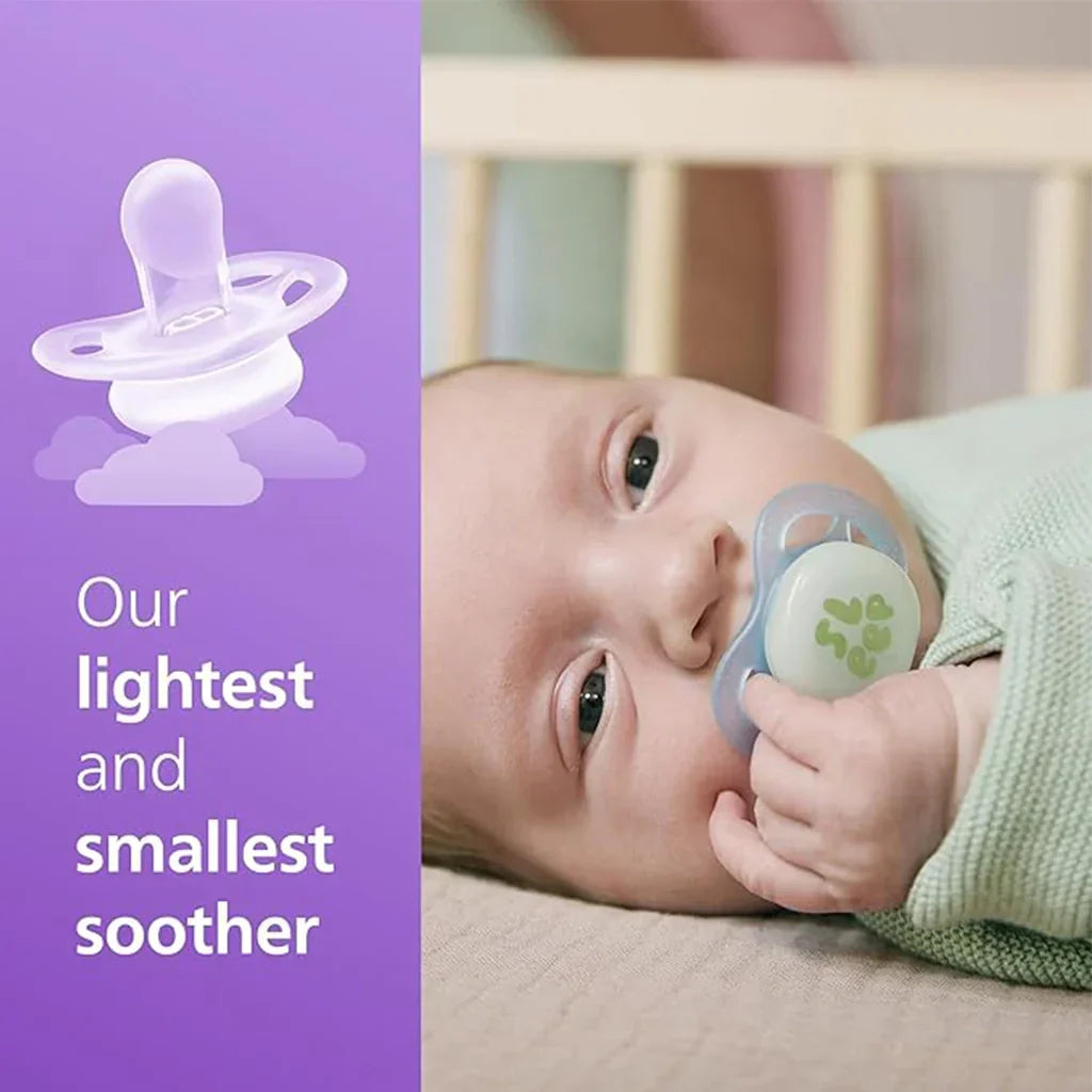 Philips AVENT Ultra Start Night Pacifiers for Newborns 0-2 Months Pack of 2, SCF075/07