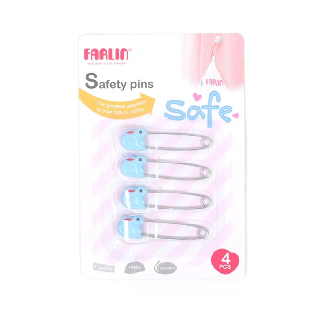 Farlin Four Animal Safety Pins Bf-120 - Blue & Pink