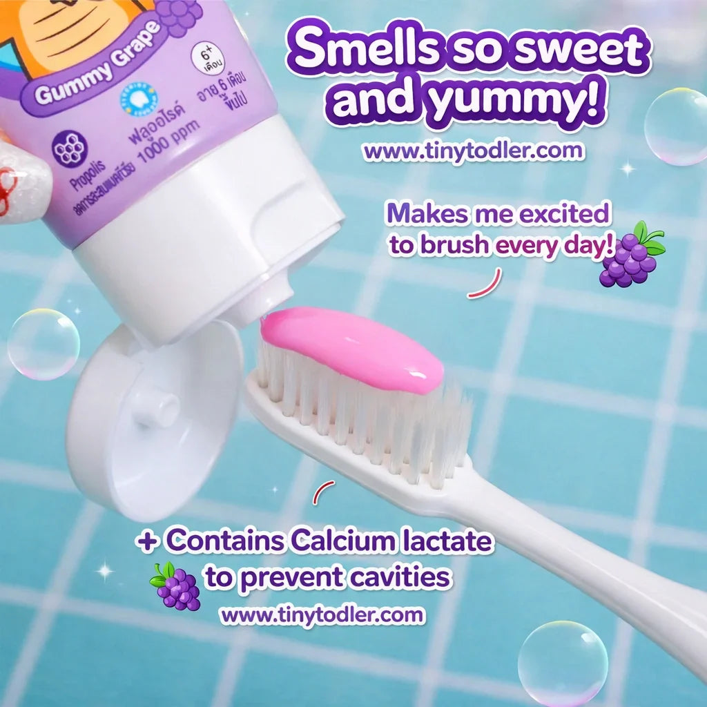 Baby Mild Organic Kids Toothpaste, Gentle Protection Gummy Grape Formula, 40 g