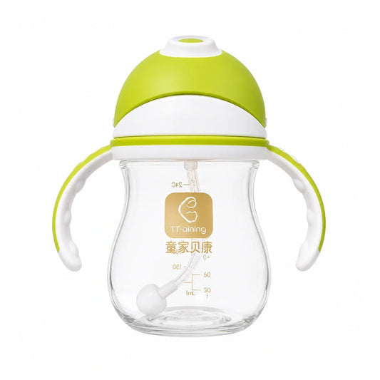 Tritan Training Straw Cup for Kids 180ml parrot green color
