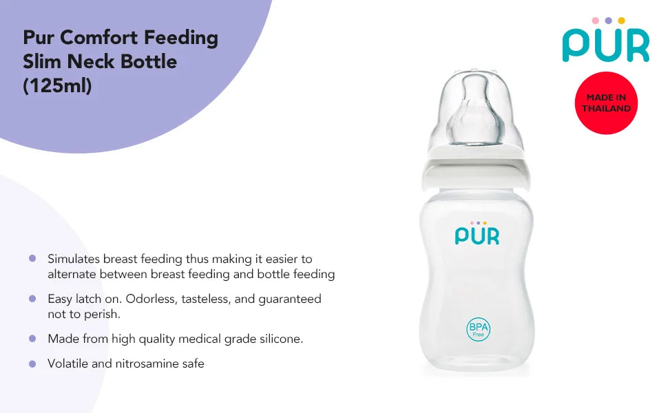 Pur baby bottle 1602 comfort flow nipple medical grade silicone teat