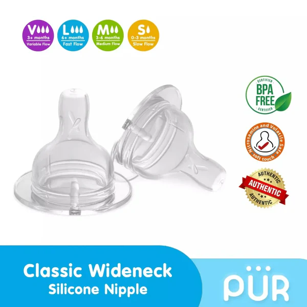 Pur Silicone W/N Nipple (2pc-L) (Fast Flow) – (3257)