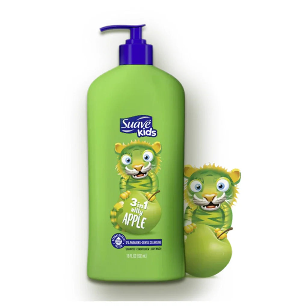 Suave Kids 3In1 Shmpoo+Conditioner & Body Wash Silly Apple 532ml