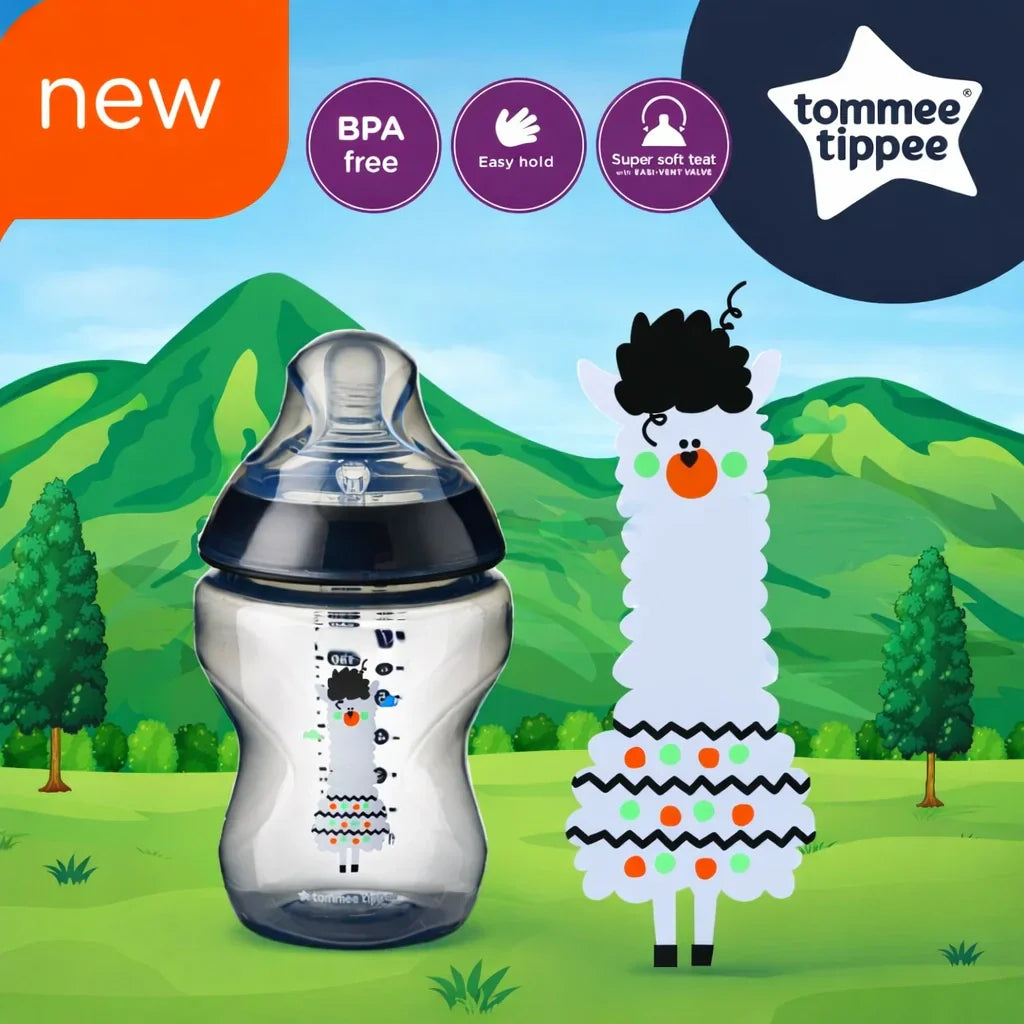 Tommee Tippee Closer to Nature 260ml bottle black front view BPA FREE