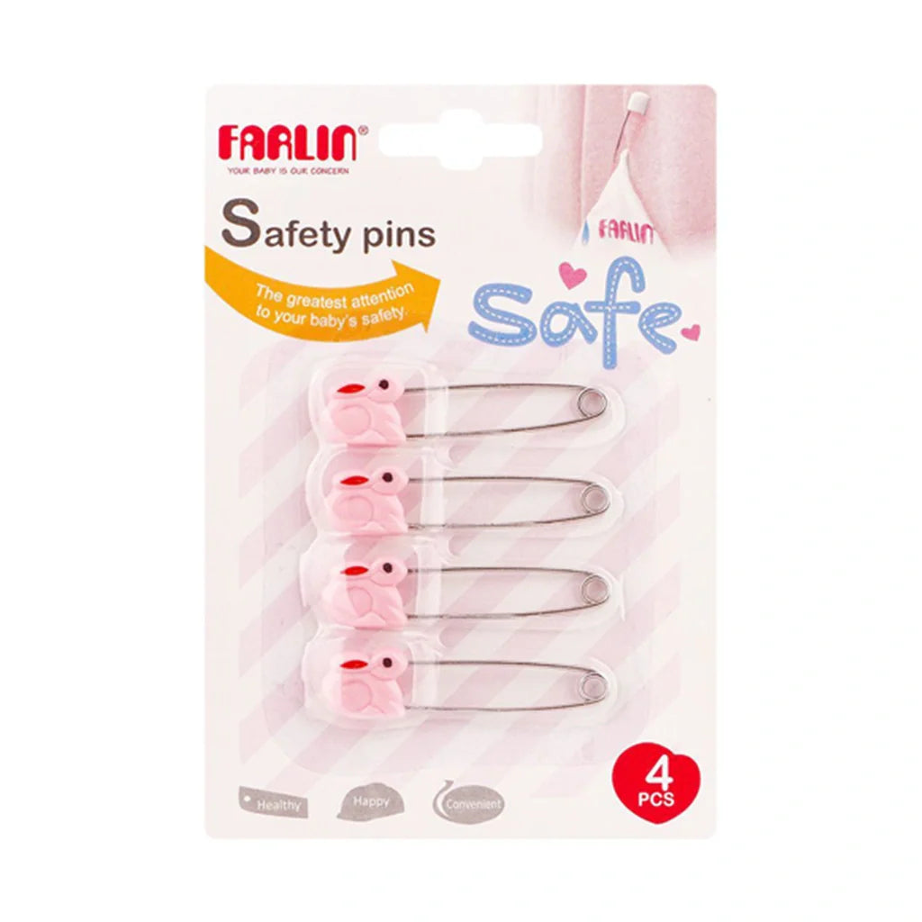 Farlin Four Animal Safety Pins Bf-120 - Blue & Pink
