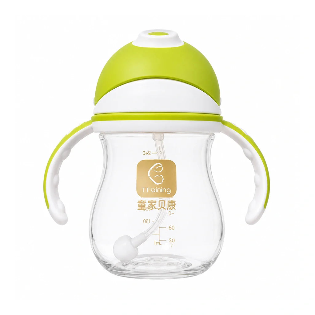 Tritan Training Straw Cup for Kids 180ml parrot green color