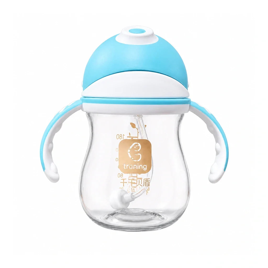 Tritan Training Straw Cup for Kids 180ml sky blue color