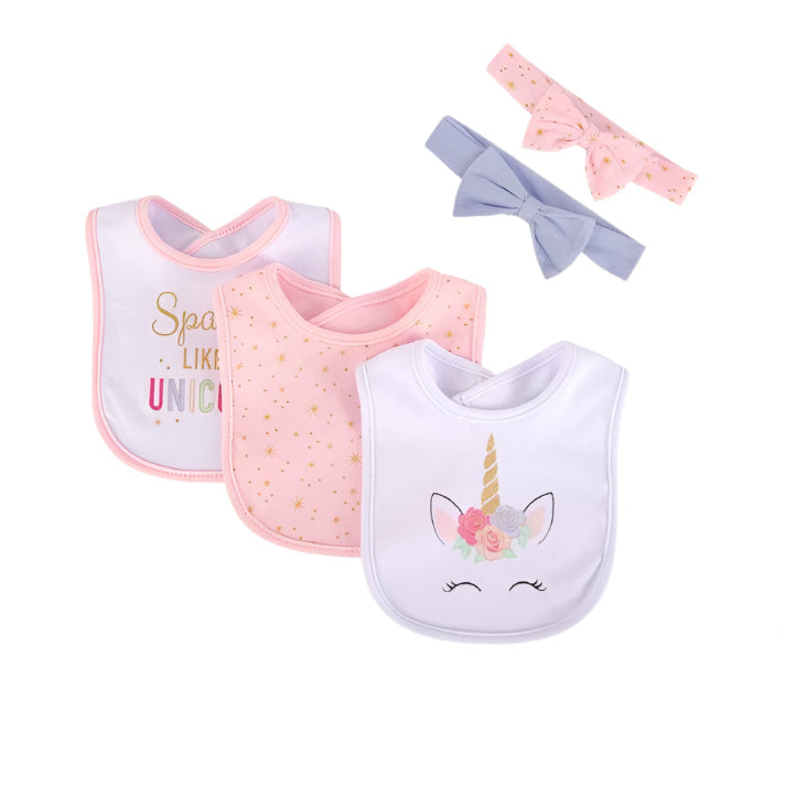 Little Treasure Bibs & Headband set 5 pcs