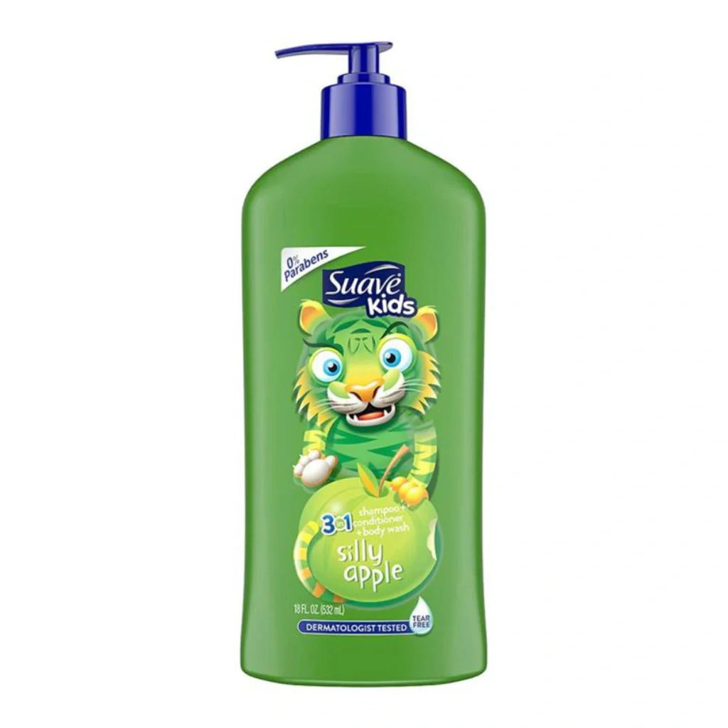 Suave Kids 3In1 Shmpoo+Conditioner & Body Wash Silly Apple 532ml